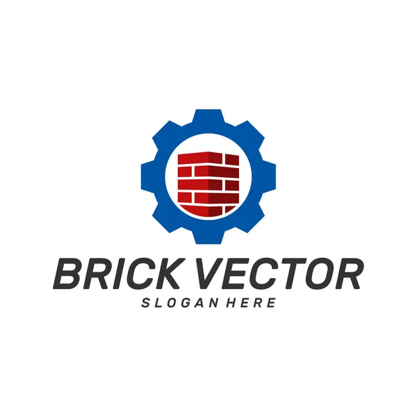 Vecteur de conception de logo Gear Brick Building, Modèle de logo moderne simple brique, emblème, concept de conception, symbole créatif, icône — Image vectorielle