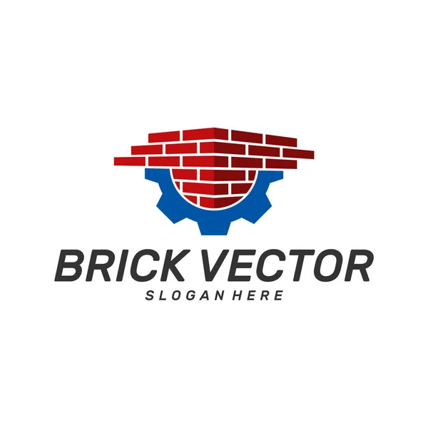 Vecteur de conception de logo Gear Brick Building, Modèle de logo moderne simple brique, emblème, concept de conception, symbole créatif, icône — Image vectorielle