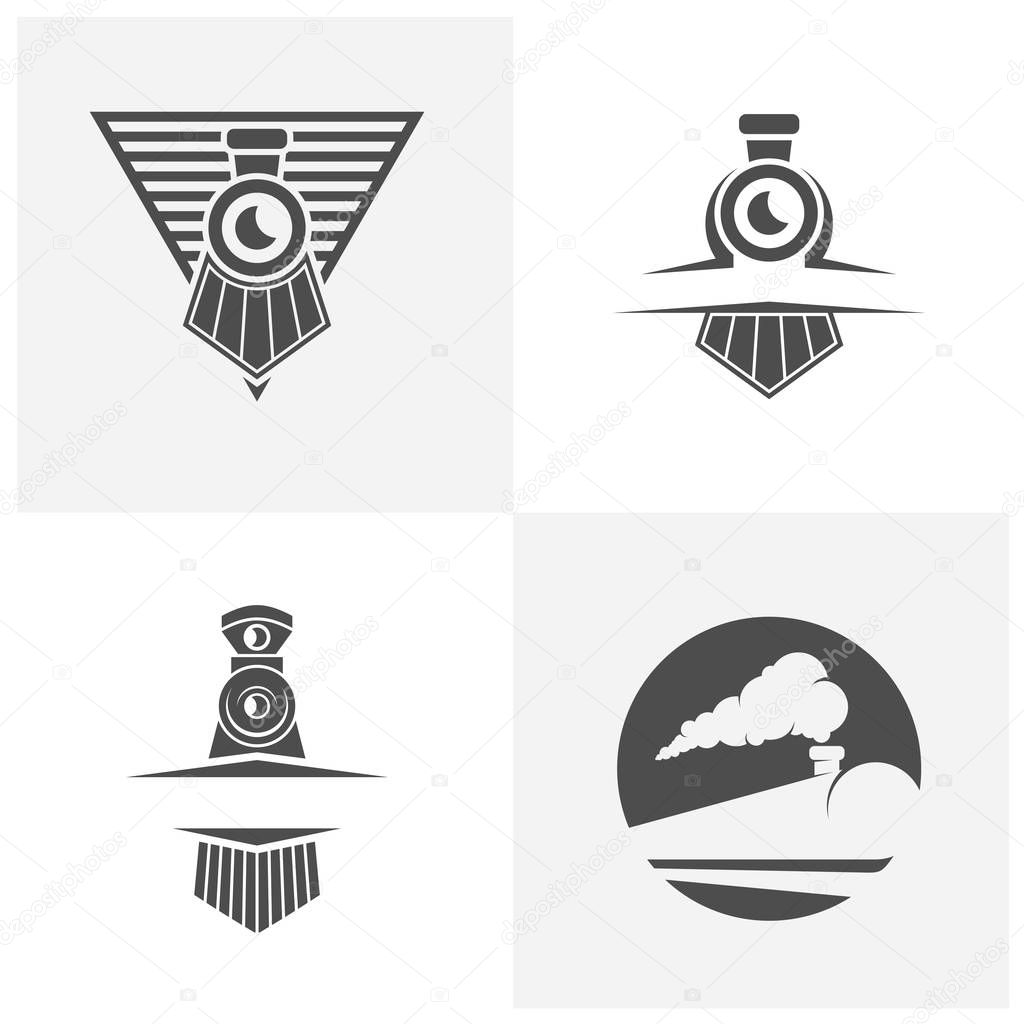 Set of Classic train logo concept, Locomotive logo design vector template, Creative design, icon symbol