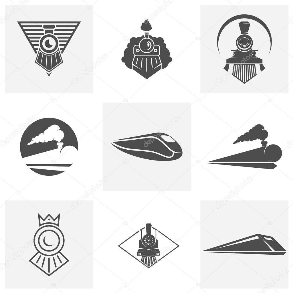 Set of Classic train logo concept, Locomotive logo design vector template, Creative design, icon symbol