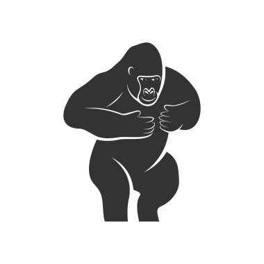 Goril Logosu Tasarım Vektörü. King Kong logo Şablonu