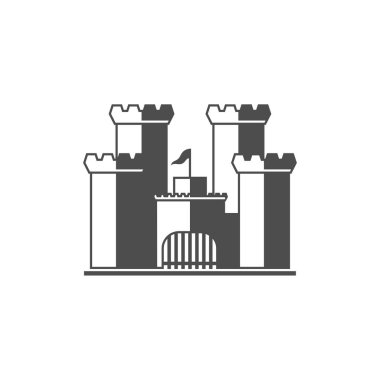 Castle logo tasarımı Vektör Şablonu. Soyut. Beyaz arkaplanda izole bina, illüstrasyon