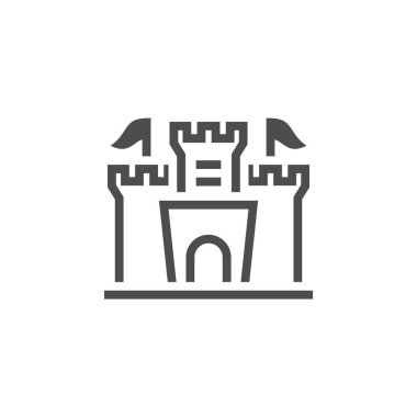 Castle logo tasarımı Vektör Şablonu. Soyut. Beyaz arkaplanda izole bina, illüstrasyon