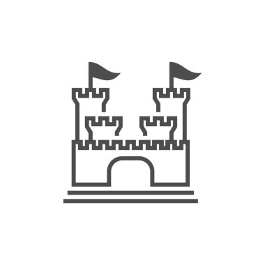 Castle logo tasarımı Vektör Şablonu. Soyut. Beyaz arkaplanda izole bina, illüstrasyon