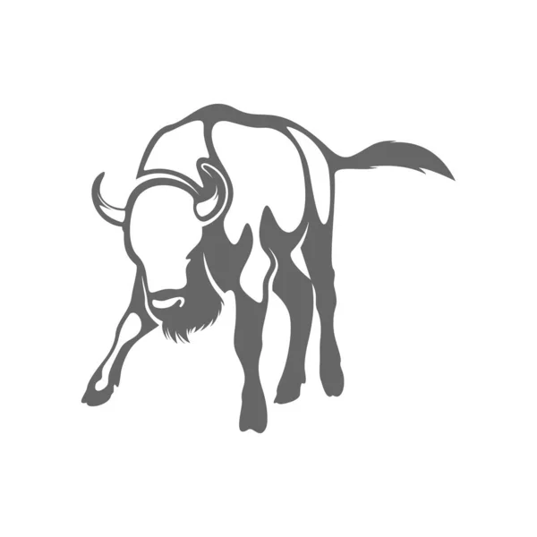 Bison Logo Design Vector. Modèle de logo de bison — Image vectorielle