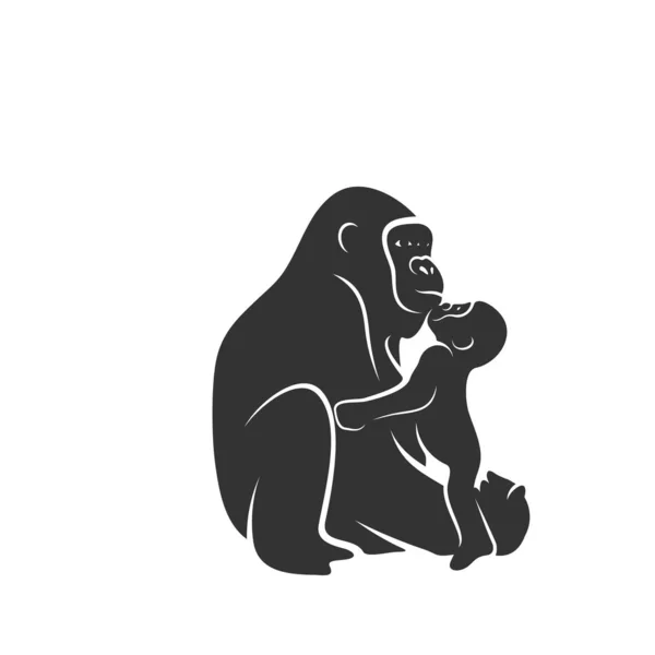 Gorilla Logo Design Vector. Kung kong logotyp Mall — Stock vektor