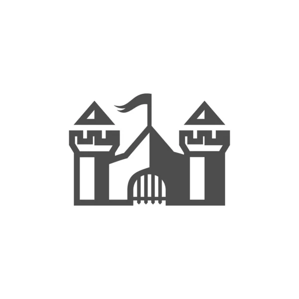 Modèle vectoriel de conception de logo de château. Résumé. Bâtiment isolé sur fond blanc, illustration — Image vectorielle