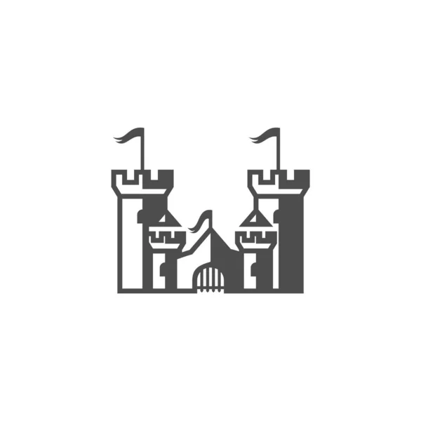 Modèle vectoriel de conception de logo de château. Résumé. Bâtiment isolé sur fond blanc, illustration — Image vectorielle