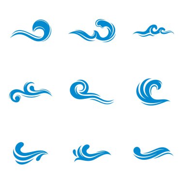 Su dalgası logo tasarım vektörü. Simge Sembolü. Şablon. Görüntü