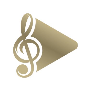 Music Note Logo Tasarım Konsepti Vektörü. Not Çal Müzik Logosu Şablonu. Simge Sembolü. Görüntü
