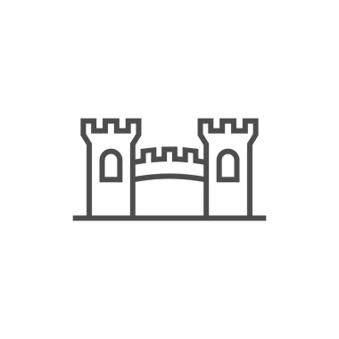 Castle logo tasarımı Vektör Şablonu. Soyut. Beyaz arkaplanda izole bina, illüstrasyon