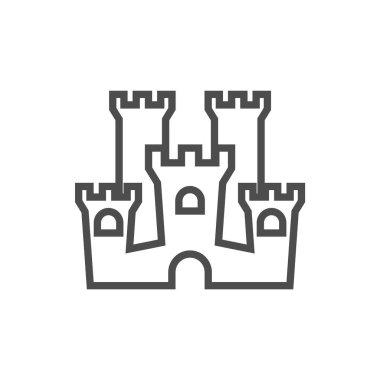 Castle logo tasarımı Vektör Şablonu. Soyut. Beyaz arkaplanda izole bina, illüstrasyon