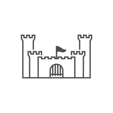 Castle logo tasarımı Vektör Şablonu. Soyut. Beyaz arkaplanda izole bina, illüstrasyon