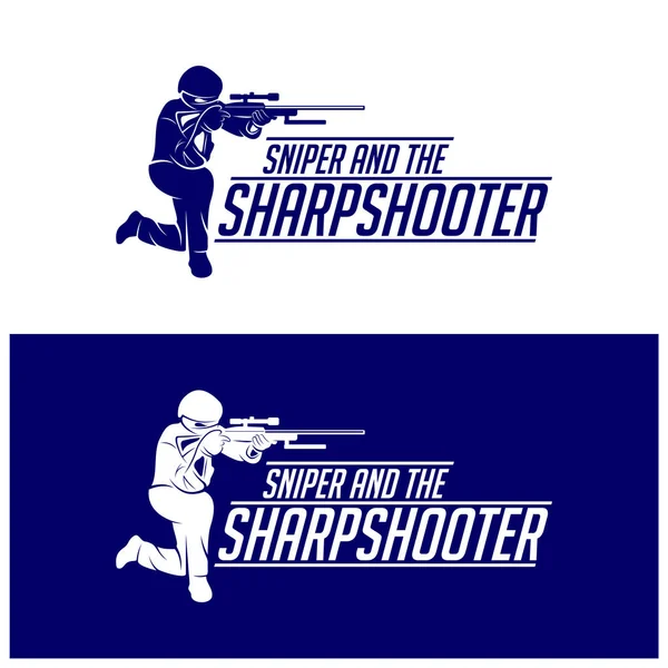 Sniper vector logo design concept style, Sharpshooter Style Concept logo Template, emblema e impressão de camiseta. ilustração sniper para equipe de esporte . —  Vetores de Stock