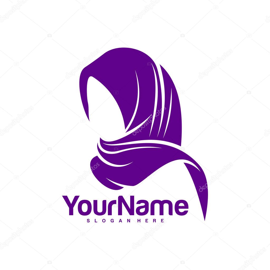 Muslimah Hijab Logo Design Vector. Hijab Logo Template. Icon Symbol. Illustration