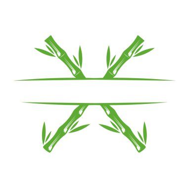 Bambu logo şablonu. Yeşil bambu ağaçlarının vektör tasarımı. Bambu sapı logosu