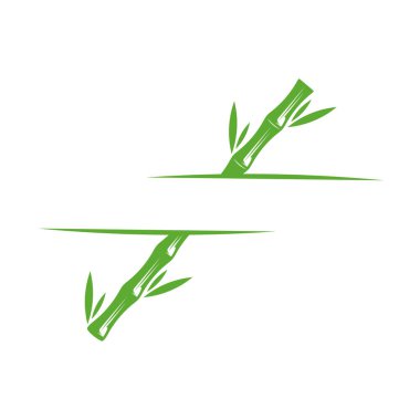 Bambu logo şablonu. Yeşil bambu ağaçlarının vektör tasarımı. Bambu sapı logosu