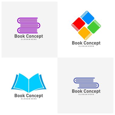 Kitap Logosu Tasarım Şablonu. Kitap simgesi logo konsept vektörü
