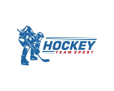 Hokey logosu şablonu. Oyuncu Hokey Vektör Tasarımı. Hokey oyuncusunun görüntüsü