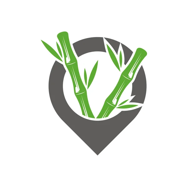 Plantilla de logotipo de punto de bambú. Árboles de bambú verde vector de diseño. Logotipo tallo de bambú — Archivo Imágenes Vectoriales