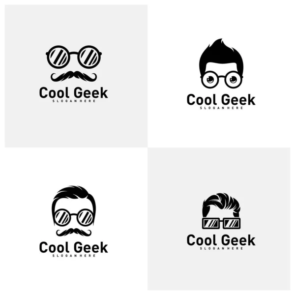 Állítsa be a Social Geek Logo design sablon. Geek vektor design ikon. Illusztráció — Stock Vector