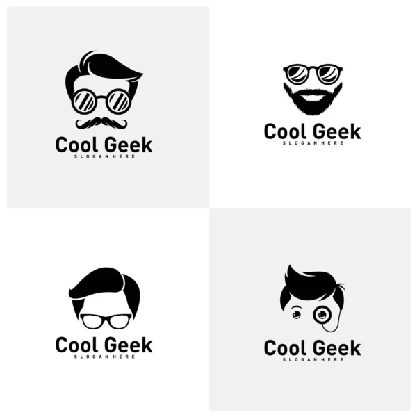 Conjunto de modelo de design de logotipo Geek Social. Ícone de design vetorial geek. Ilustração — Vetor de Stock