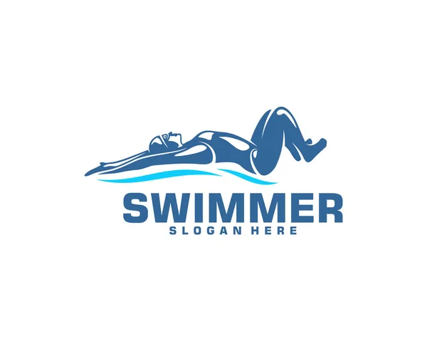 Swimming logo designs vector, Creative Swimmer logo Vector — 스톡 벡터