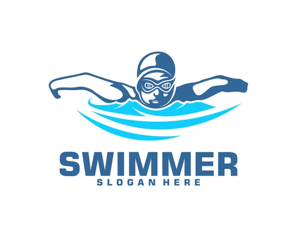 Swimming logo designs vector, Creative Swimmer logo Vector — 스톡 벡터