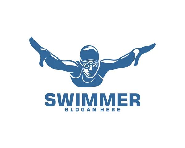 Swimming logo designs vector, Creative Swimmer logo Vector — 스톡 벡터