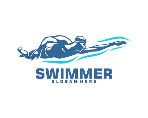 Úszás logó tervez vektor, kreatív úszó logó vektor — Stock Vector