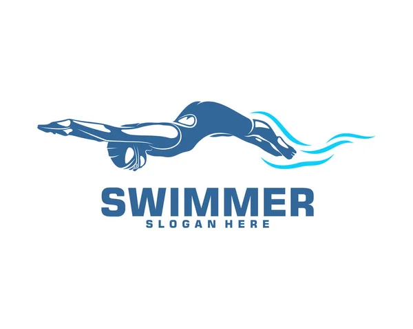 Swimming logo designs vector, Creative Swimmer logo Vector — 스톡 벡터