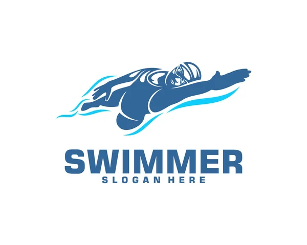 Swimming logo designs vector, Creative Swimmer logo Vector — 스톡 벡터