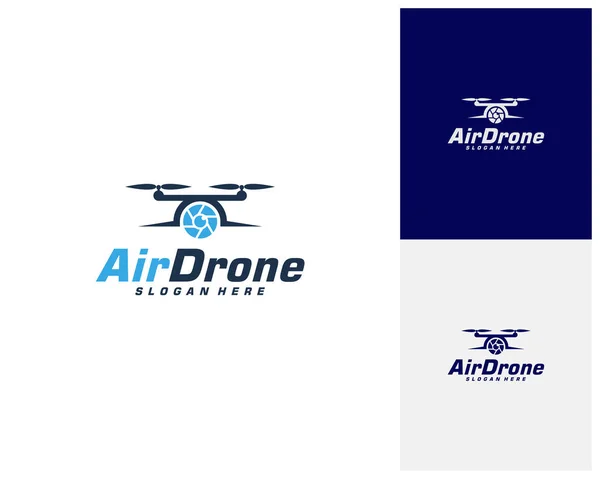 Drone logo design template. Photography drone icon vector. Creative design. Illustration — Stock Vector