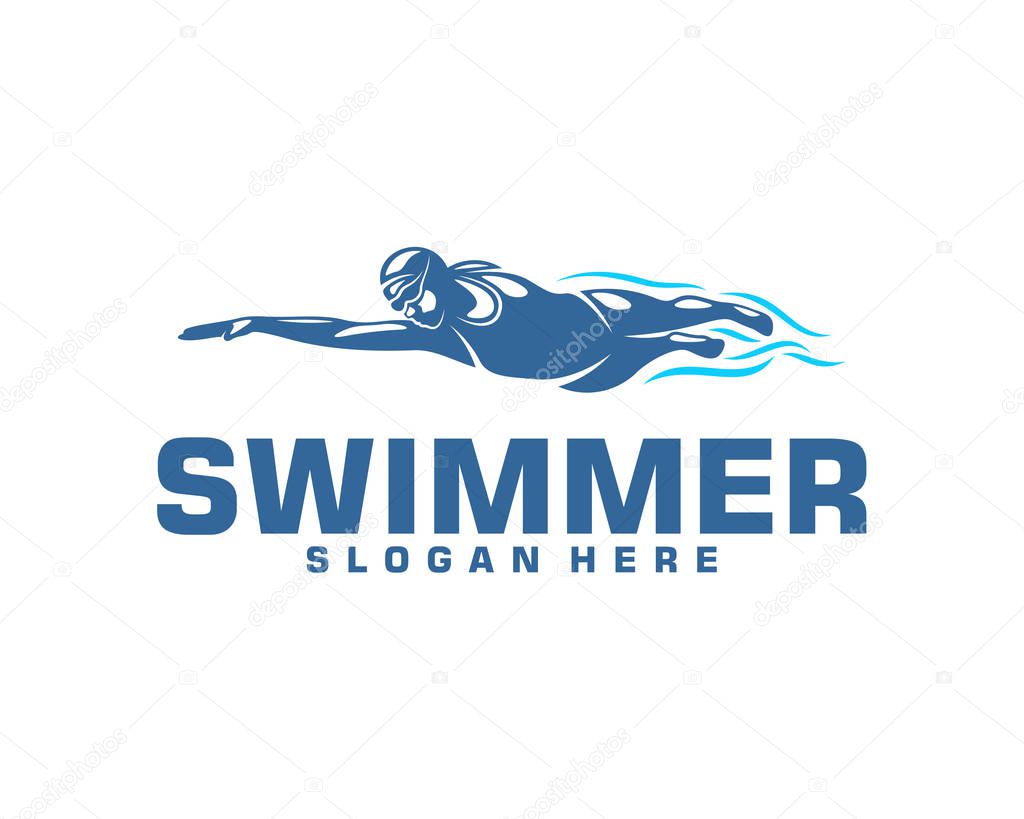 Swimming logo designs vector, Creative Swimmer logo Vector