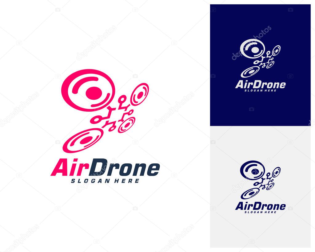 Drone logo design template. Photography drone icon vector. Creative design. Illustration