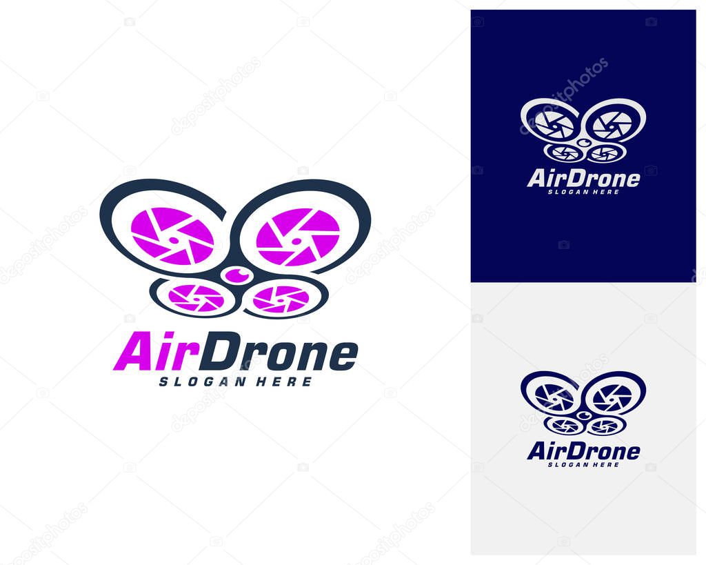 Drone logo design template. Photography drone icon vector. Creative design. Illustration