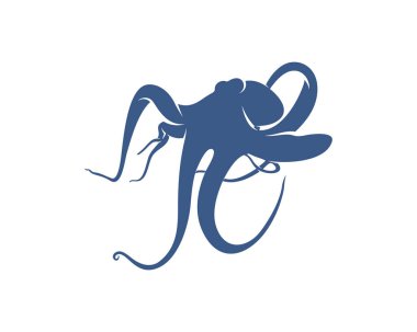 Ahtapot logo vektör şablonu. Beyaz arka planda izole ahtapot tasarımı. Görüntü