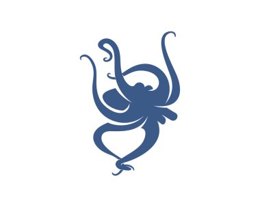 Ahtapot logo vektör şablonu. Beyaz arka planda izole ahtapot tasarımı. Görüntü