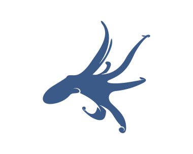 Ahtapot logo vektör şablonu. Beyaz arka planda izole ahtapot tasarımı. Görüntü