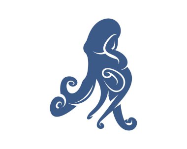 Ahtapot logo vektör şablonu. Beyaz arka planda izole ahtapot tasarımı. Görüntü