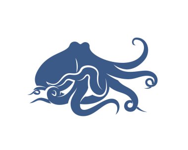 Ahtapot logo vektör şablonu. Beyaz arka planda izole ahtapot tasarımı. Görüntü