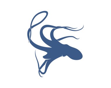 Ahtapot logo vektör şablonu. Beyaz arka planda izole ahtapot tasarımı. Görüntü
