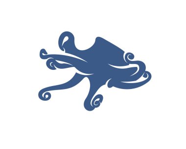 Ahtapot logo vektör şablonu. Beyaz arka planda izole ahtapot tasarımı. Görüntü