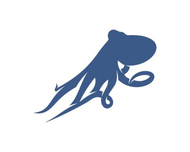 Ahtapot logo vektör şablonu. Beyaz arka planda izole ahtapot tasarımı. Görüntü