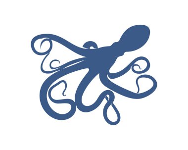 Ahtapot logo vektör şablonu. Beyaz arka planda izole ahtapot tasarımı. Görüntü