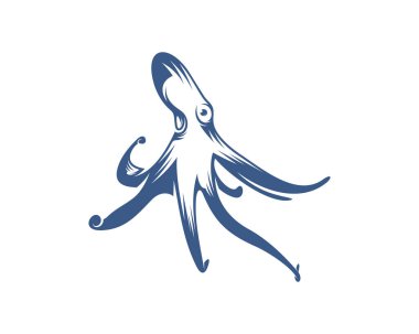 Ahtapot logo vektör şablonu. Beyaz arka planda izole ahtapot tasarımı. Görüntü