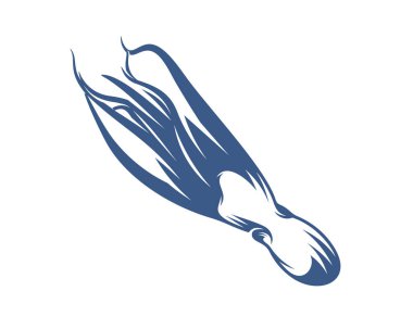 Ahtapot logo vektör şablonu. Beyaz arka planda izole ahtapot tasarımı. Görüntü