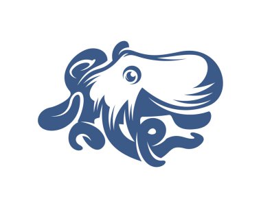 Ahtapot logo vektör şablonu. Beyaz arka planda izole ahtapot tasarımı. Görüntü