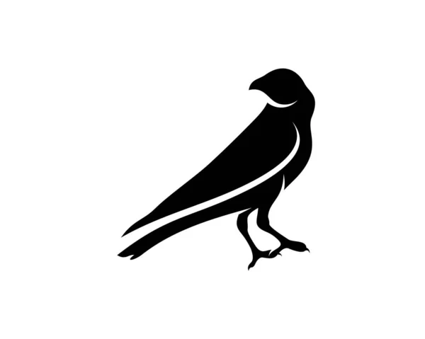 Raven Vogel Logo Vector Template Zwart Silhouet Van Een Kraai — Stockvector