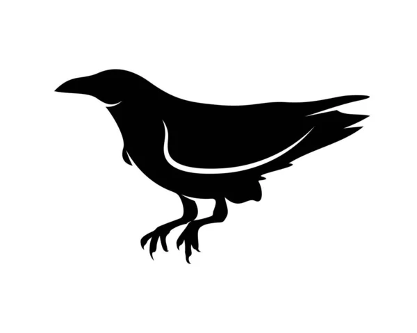 Modèle Vectoriel Logo Oiseau Corbeau Silhouette Noire Corbeau Sur Fond — Image vectorielle